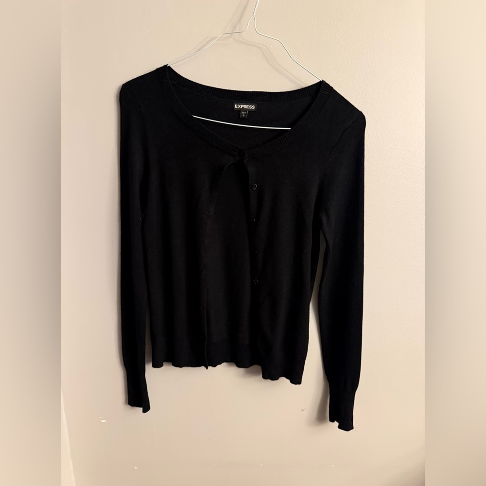 Express Black Knit Button Cardigan